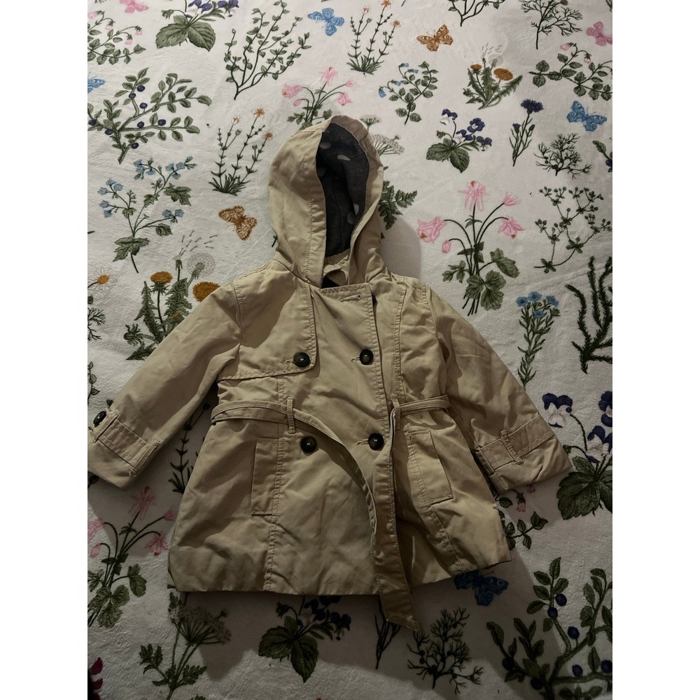zara kids boys tan trench coat jacket size 9-12 months